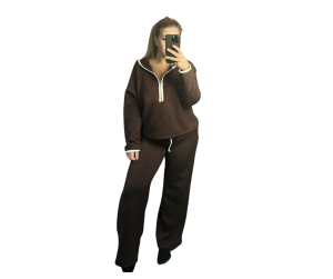 Chocolate Brown Flared Luxe Hoodie Set One Size 8-14