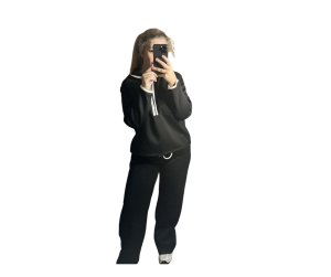 Black Flared Luxe Hoodie Set One Size 8-14
