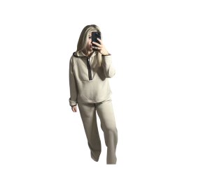 Beige Flared Luxe Hoodie Set One Size 8-14
